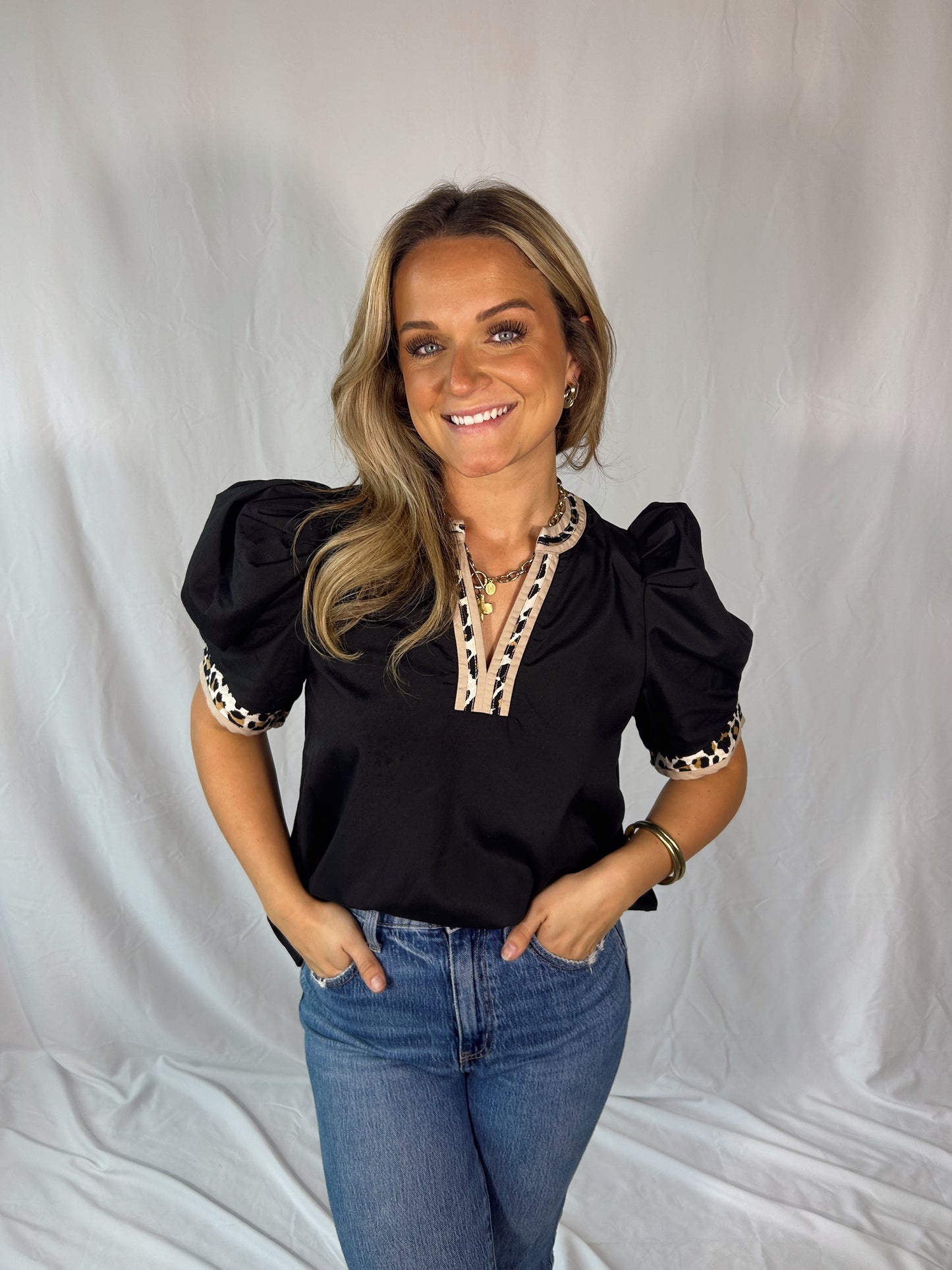 Cheetah Puff Blouse