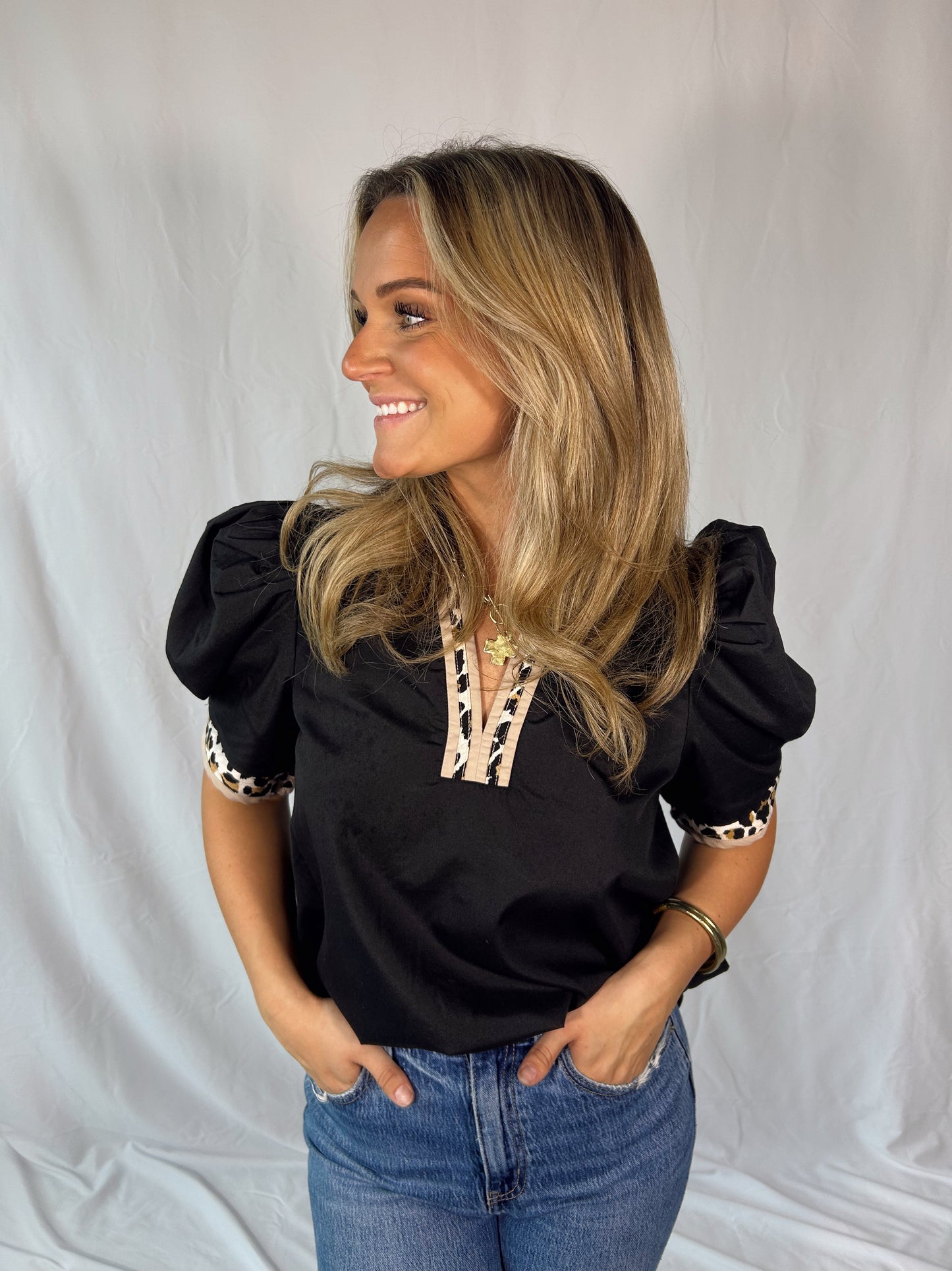 Cheetah Puff Blouse