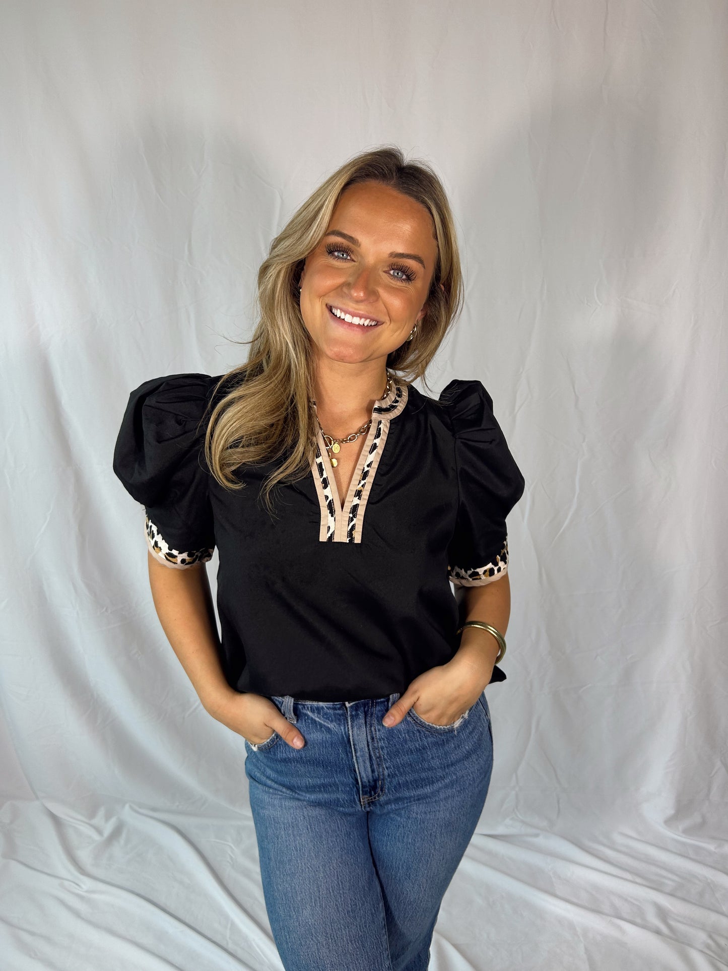 Cheetah Puff Blouse