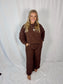 Brown Ribbed Pants Set - Zenana