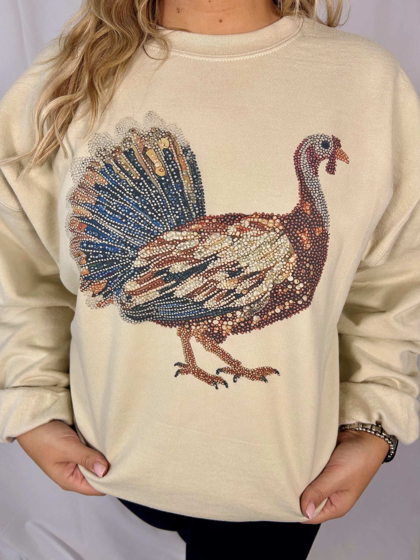 Bedazzled Turkey Crew (Tan)