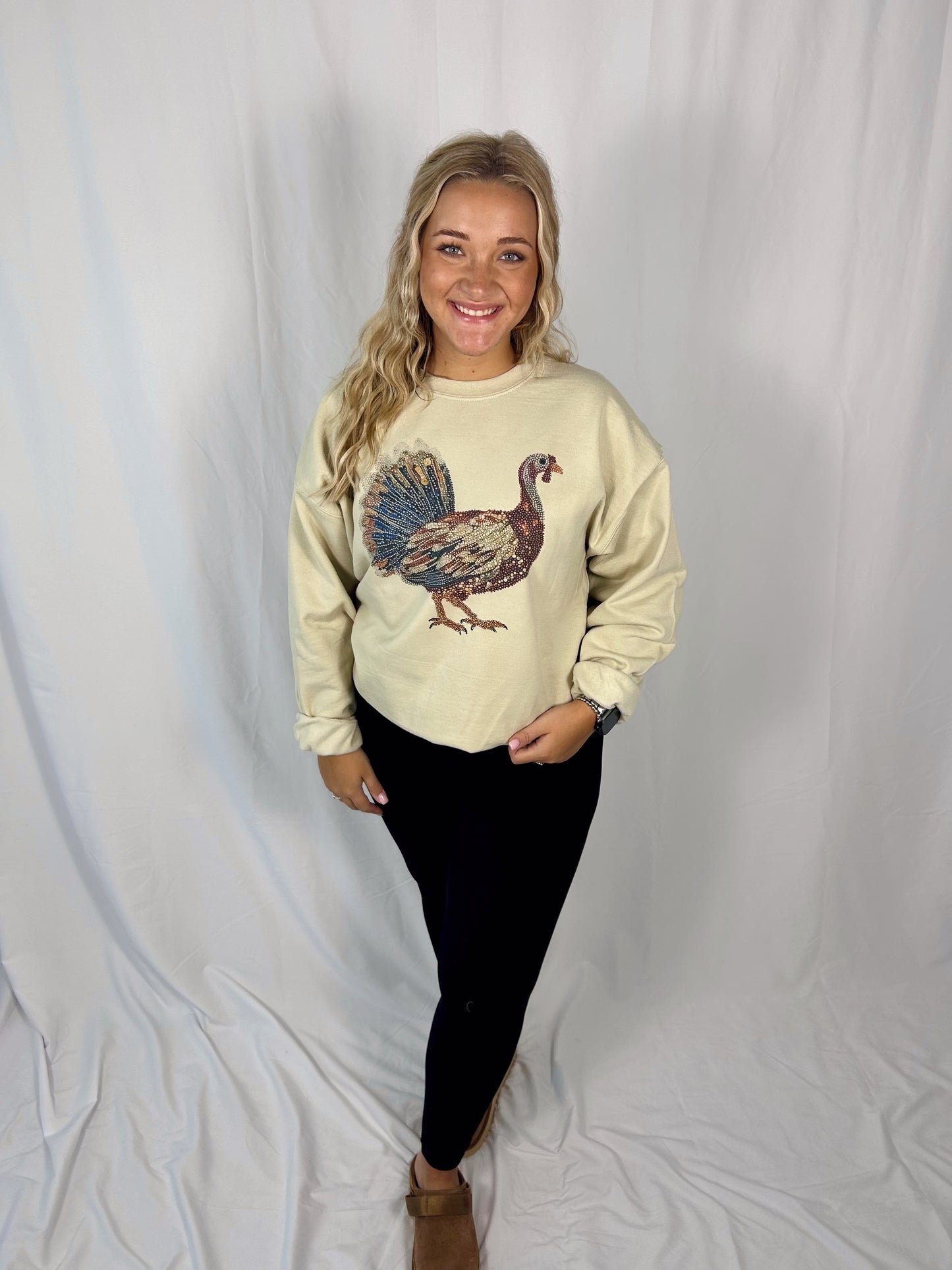 Bedazzled Turkey Crew (Tan)