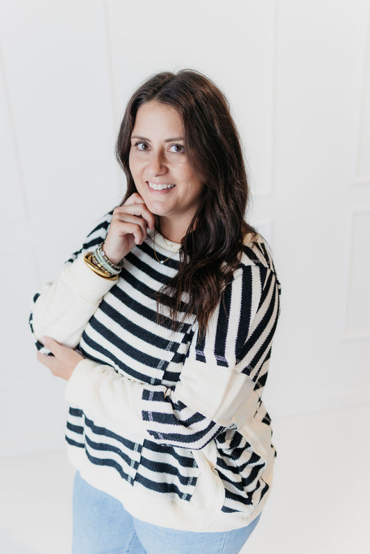 BUCKETLIST - Striped Oversized Sweatshirt