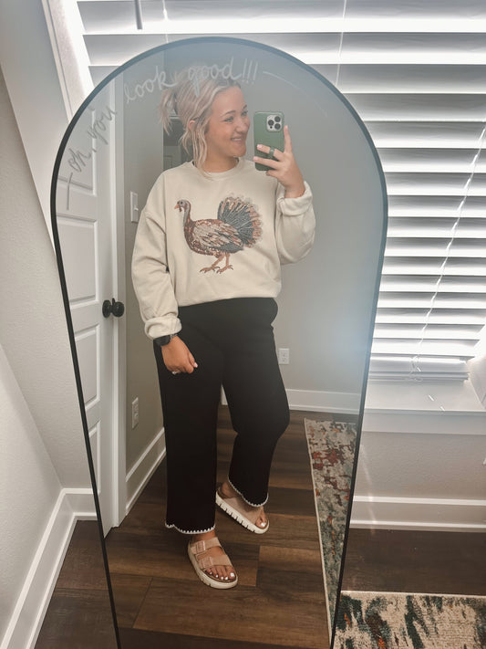 Bedazzled Turkey Crew (Tan)