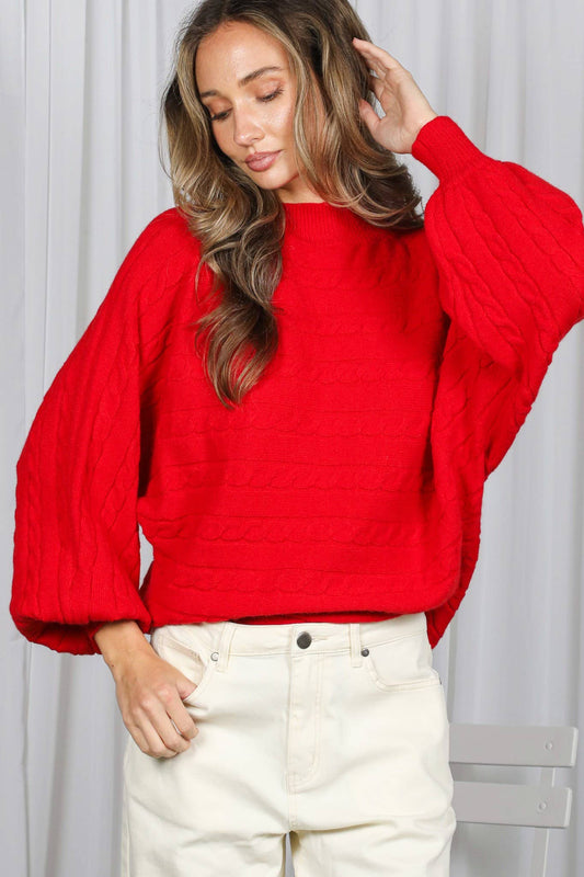 Red Mock Neck Sweater